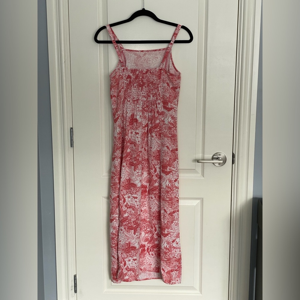 OLD NAVY Ecru Coral Tropical Floral Maxi Sundress Adjustable Straps Size S - Picture 2 of 12